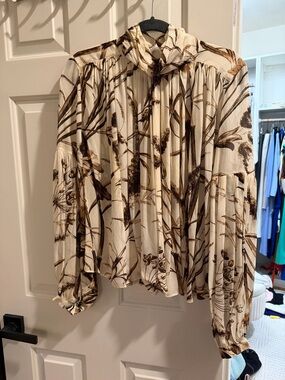 Banana Republic Cream Dress with Brown Print